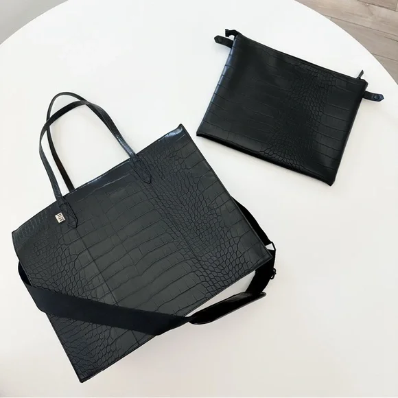 Beis . the work tote . large size . black croc - Picture 3 of 11